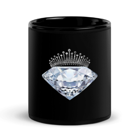 Black Glossy Mug with Diamond Logo Print