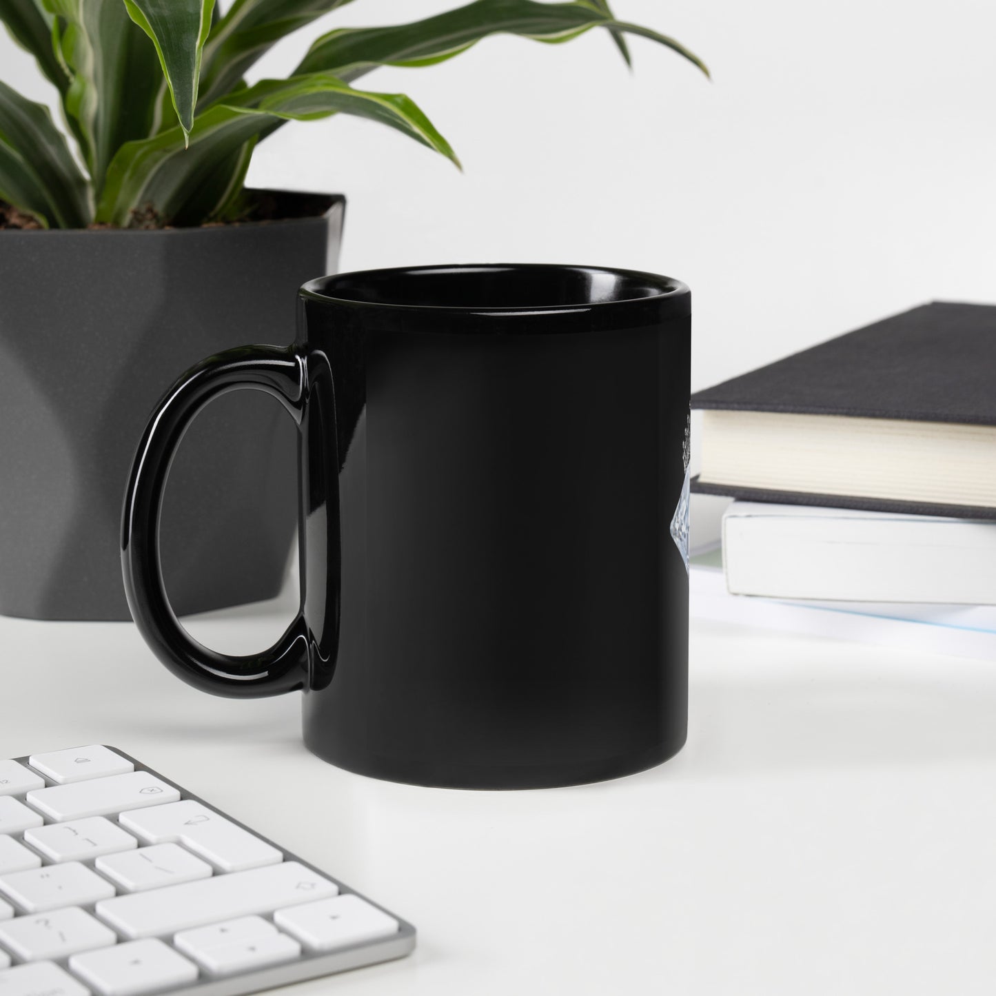 Black Glossy Mug with Diamond Logo Print