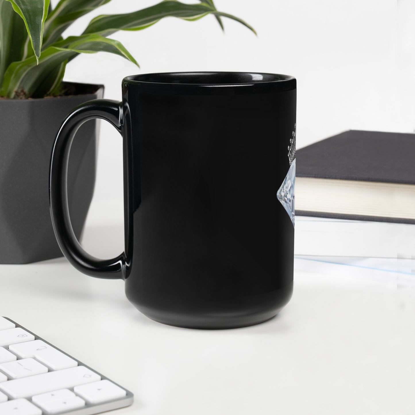 Black Glossy Mug with Diamond Logo Print