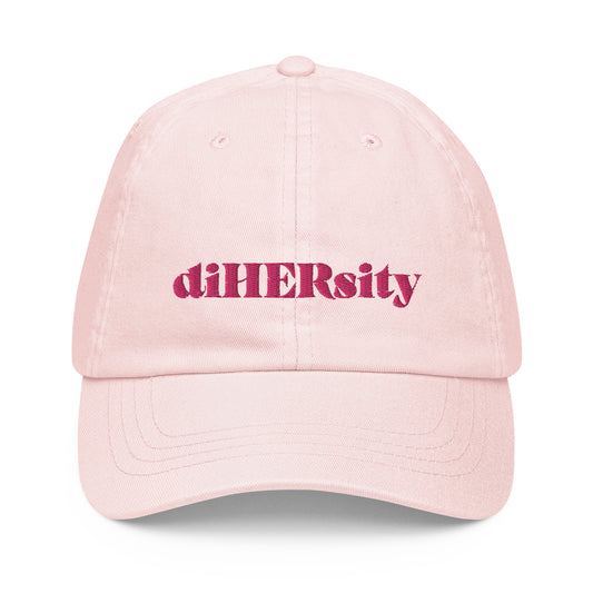 Pastel baseball hat with DiHERsity print